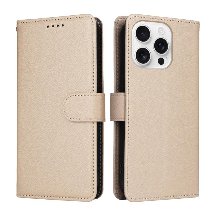 For iPhone 16 Pro Max Litchi Texture RFID Blocking 3-Card Wallet Leather Phone Case