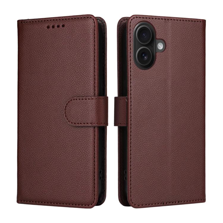 For iPhone 16 Plus Litchi Texture RFID Blocking 3-Card Wallet Leather Phone Case
