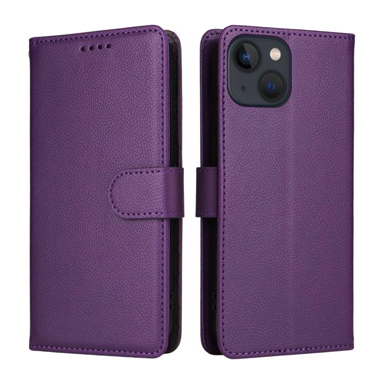 For iPhone 14 Plus Litchi Texture RFID Blocking 3-Card Wallet Leather Phone Case