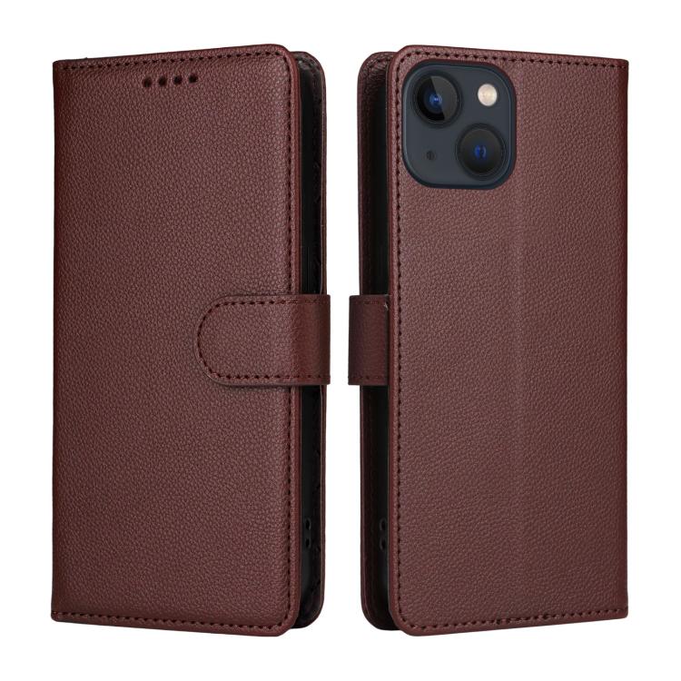 For iPhone 14 / 13 Litchi Texture RFID Blocking 3-Card Wallet Leather Phone Case