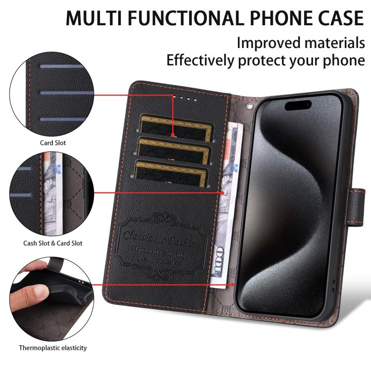 For iPhone 14 / 13 Litchi Texture RFID Blocking 3-Card Wallet Leather Phone Case