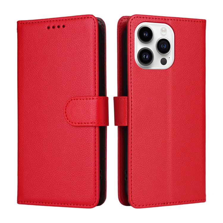For iPhone 14 Pro Litchi Texture RFID Blocking 3-Card Wallet Leather Phone Case