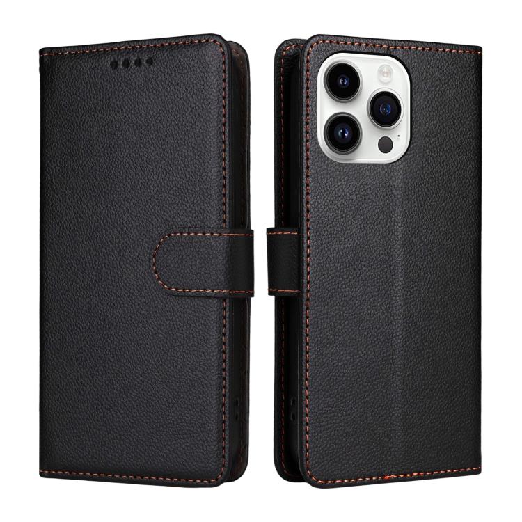 For iPhone 14 Pro Max Litchi Texture RFID Blocking 3-Card Wallet Leather Phone Case
