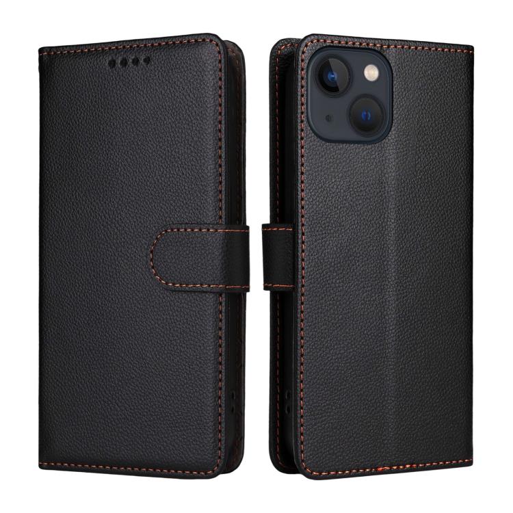 For iPhone 13 mini Litchi Texture RFID Blocking 3-Card Wallet Leather Phone Case