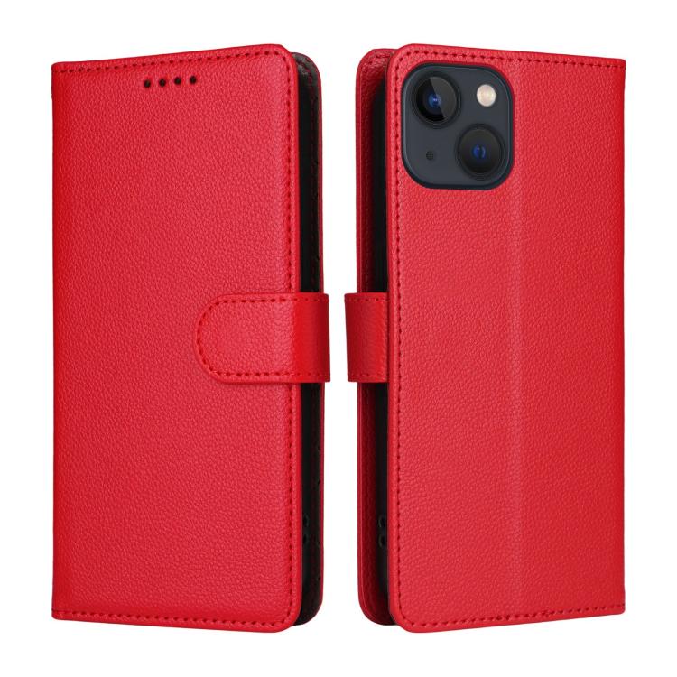 For iPhone 13 mini Litchi Texture RFID Blocking 3-Card Wallet Leather Phone Case