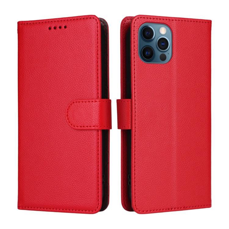For iPhone 12 / 12 Pro Litchi Texture RFID Blocking 3-Card Wallet Leather Phone Case