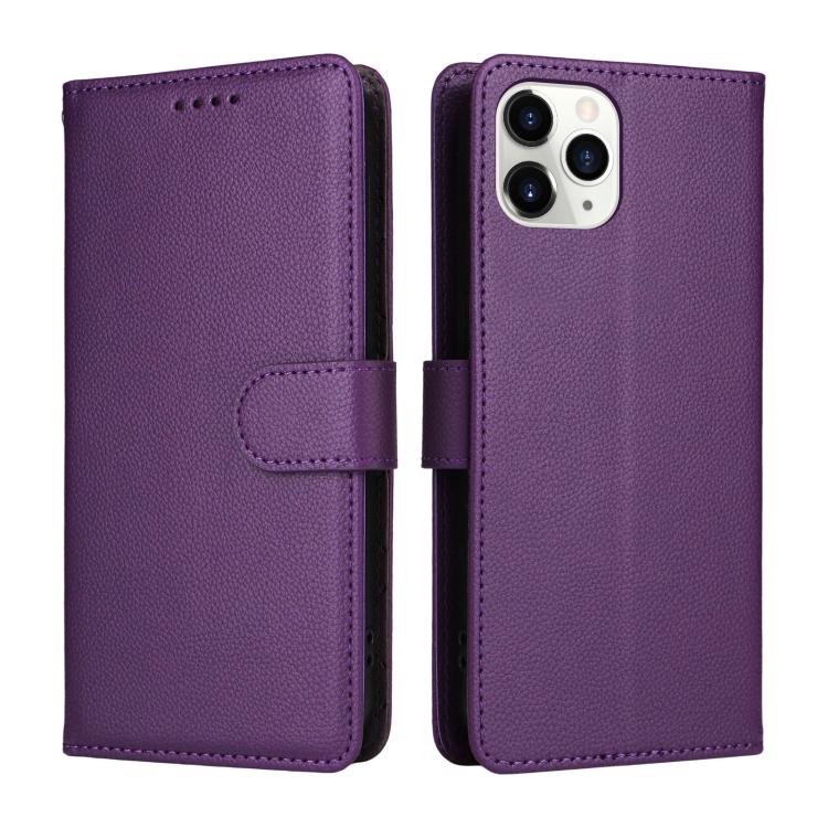 For iPhone 11 Pro Max Litchi Texture RFID Blocking 3-Card Wallet Leather Phone Case