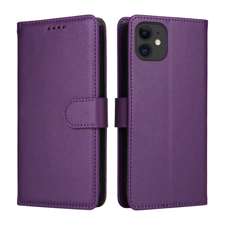 For iPhone 11 Litchi Texture RFID Blocking 3-Card Wallet Leather Phone Case