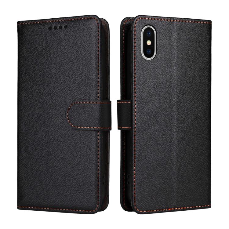 For iPhone X / XS Litchi Texture RFID Blocking 3-Card Wallet Leather Phone Case