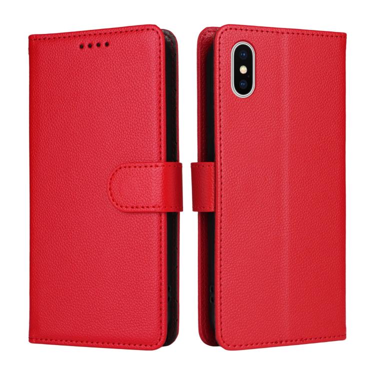 For iPhone X / XS Litchi Texture RFID Blocking 3-Card Wallet Leather Phone Case