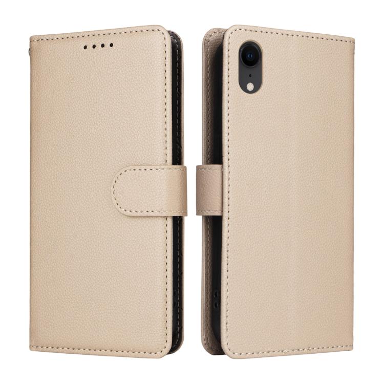 For iPhone XR Litchi Texture RFID Blocking 3-Card Wallet Leather Phone Case