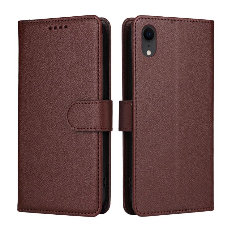 For iPhone XR Litchi Texture RFID Blocking 3-Card Wallet Leather Phone Case