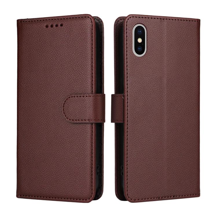 For iPhone XS Max Litchi Texture RFID Blocking 3-Card Wallet Leather Phone Case