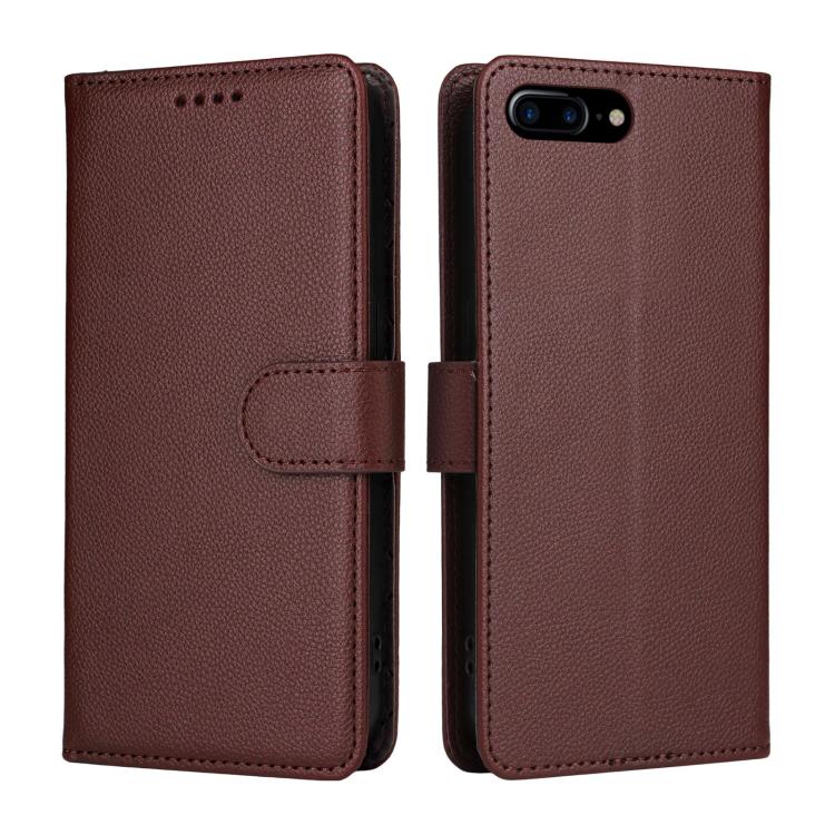 For iPhone 7 Plus / 8 Plus Litchi Texture RFID Blocking 3-Card Wallet Leather Phone Case