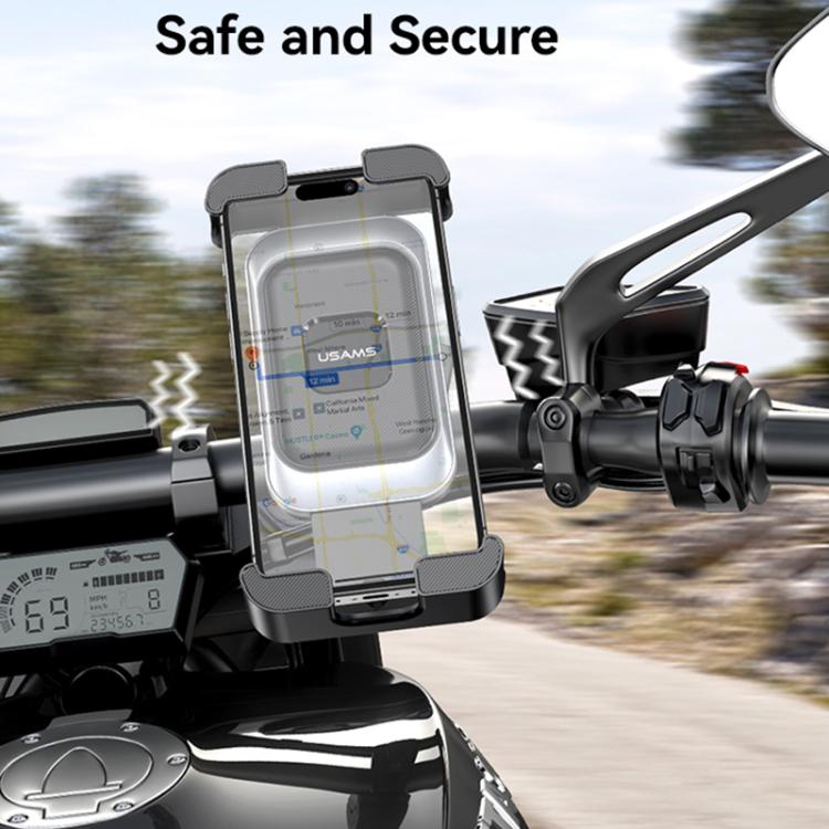 USAMS ZJ082 360-degree Universal Ball Motocycle Cycling Phone Holder - Black