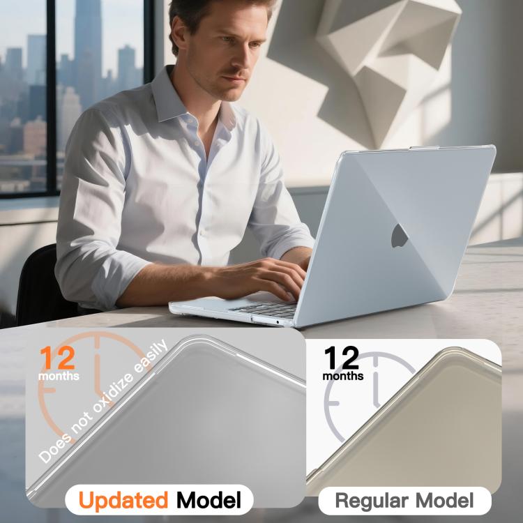 For MacBook Air 13.6 inch M2 2022 A2681 Transparent Scratchproof Laptop PC+TPU Protective Case