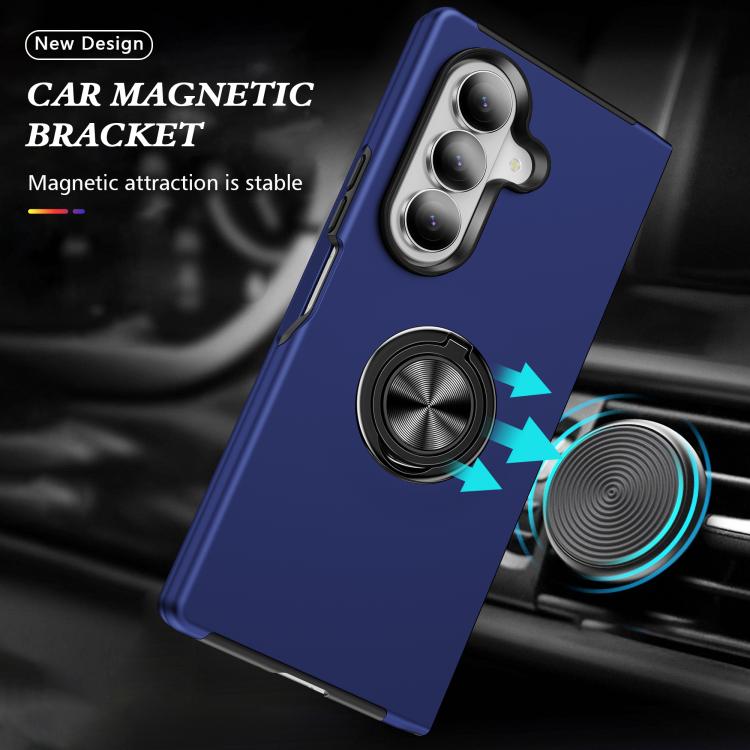 For Samsung Galaxy Z Fold7 5G PC + TPU Magnetic Phone Case with Invisible Ring Holder