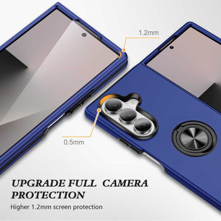 For Samsung Galaxy Z Fold7 5G PC + TPU Magnetic Phone Case with Invisible Ring Holder