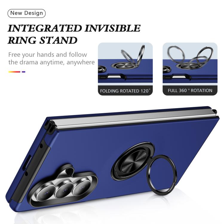 For Samsung Galaxy Z Fold7 5G PC + TPU Magnetic Phone Case with Invisible Ring Holder
