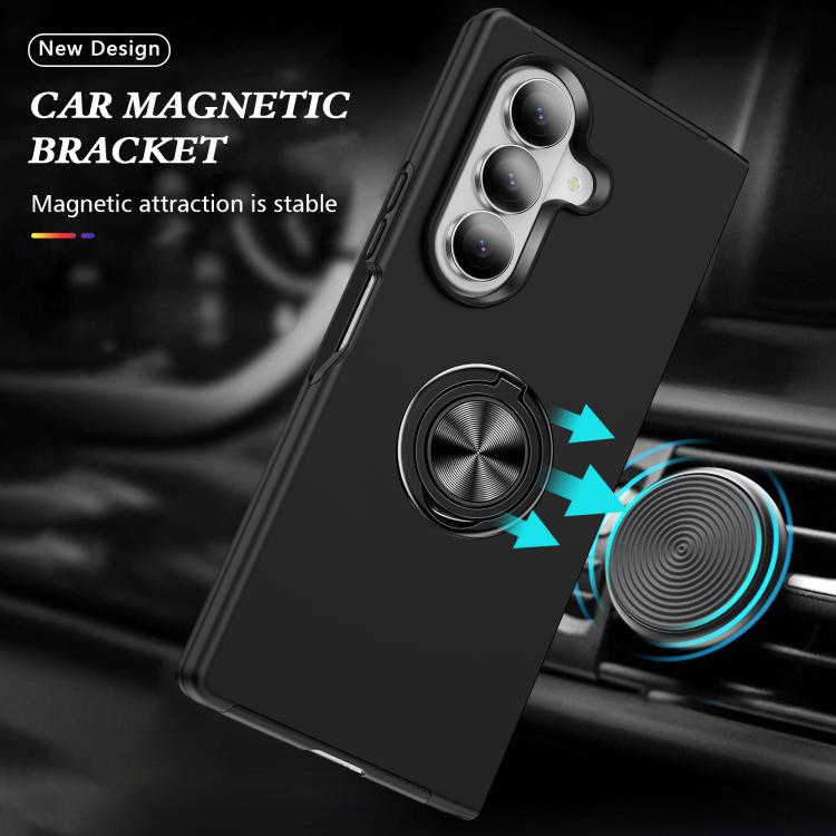 For Samsung Galaxy Z Fold7 5G PC + TPU Magnetic Phone Case with Invisible Ring Holder