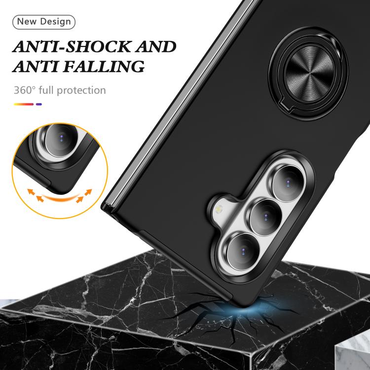 For Samsung Galaxy Z Fold7 5G PC + TPU Magnetic Phone Case with Invisible Ring Holder