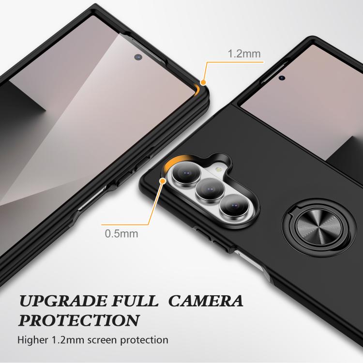 For Samsung Galaxy Z Fold7 5G PC + TPU Magnetic Phone Case with Invisible Ring Holder