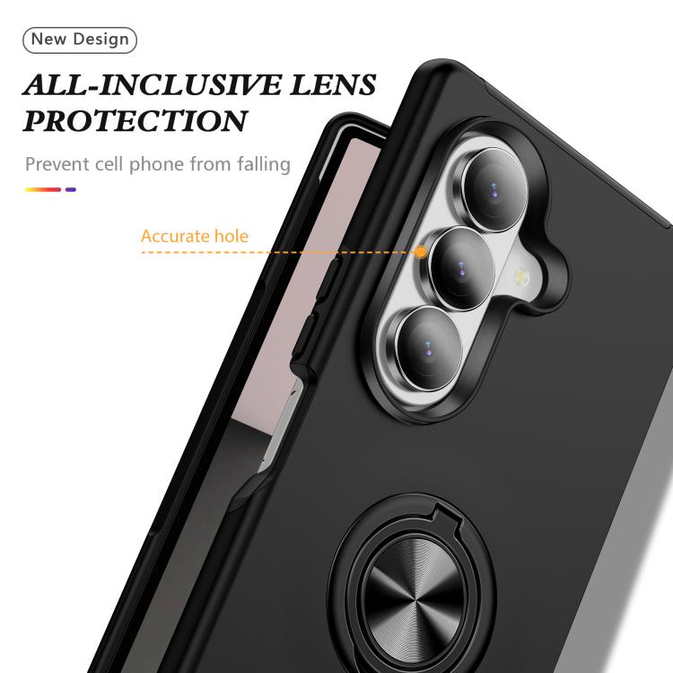 For Samsung Galaxy Z Fold7 5G PC + TPU Magnetic Phone Case with Invisible Ring Holder