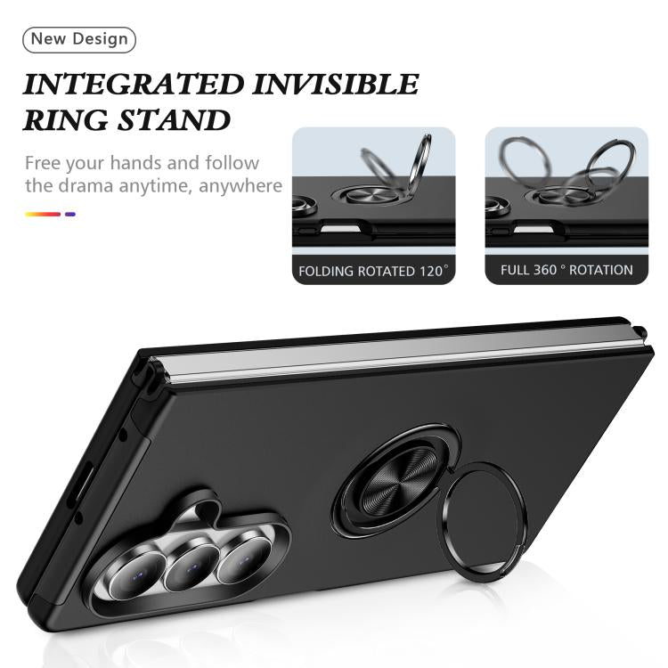 For Samsung Galaxy Z Fold7 5G PC + TPU Magnetic Phone Case with Invisible Ring Holder