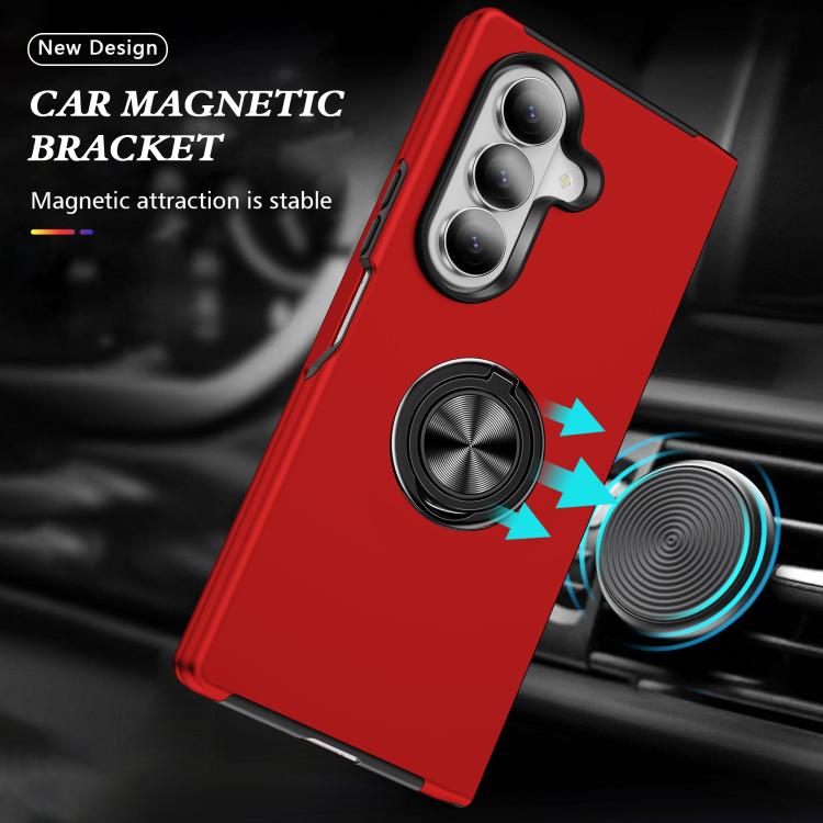 For Samsung Galaxy Z Fold7 5G PC + TPU Magnetic Phone Case with Invisible Ring Holder