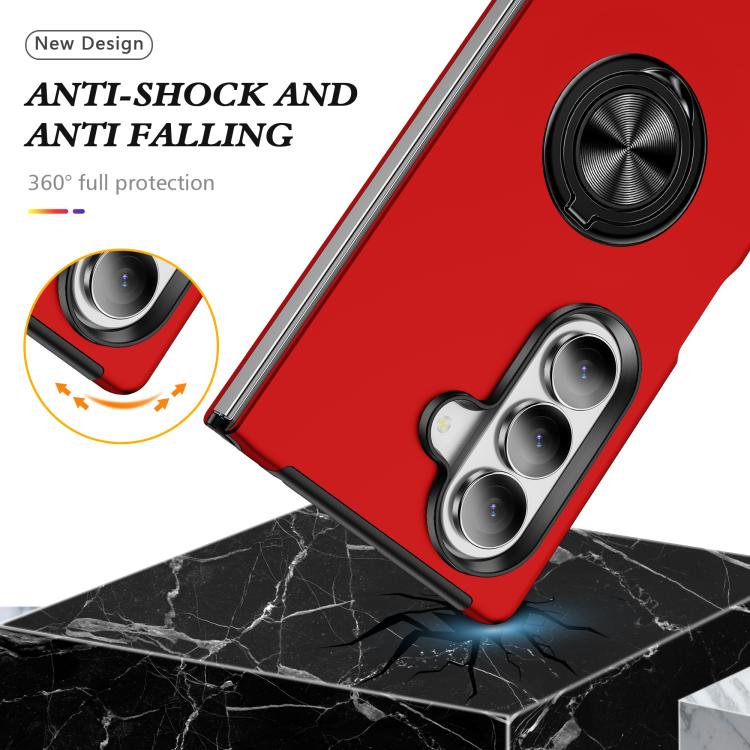 For Samsung Galaxy Z Fold7 5G PC + TPU Magnetic Phone Case with Invisible Ring Holder