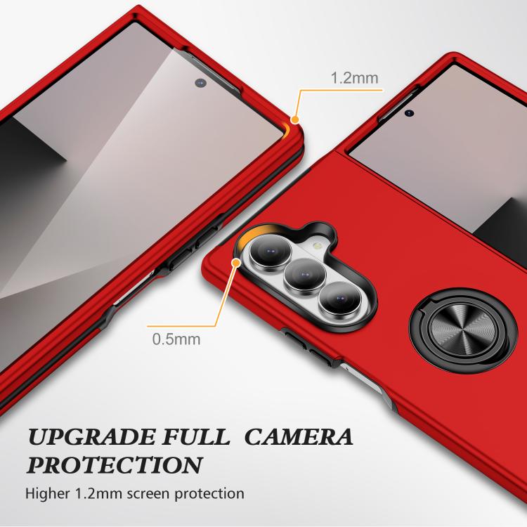 For Samsung Galaxy Z Fold7 5G PC + TPU Magnetic Phone Case with Invisible Ring Holder