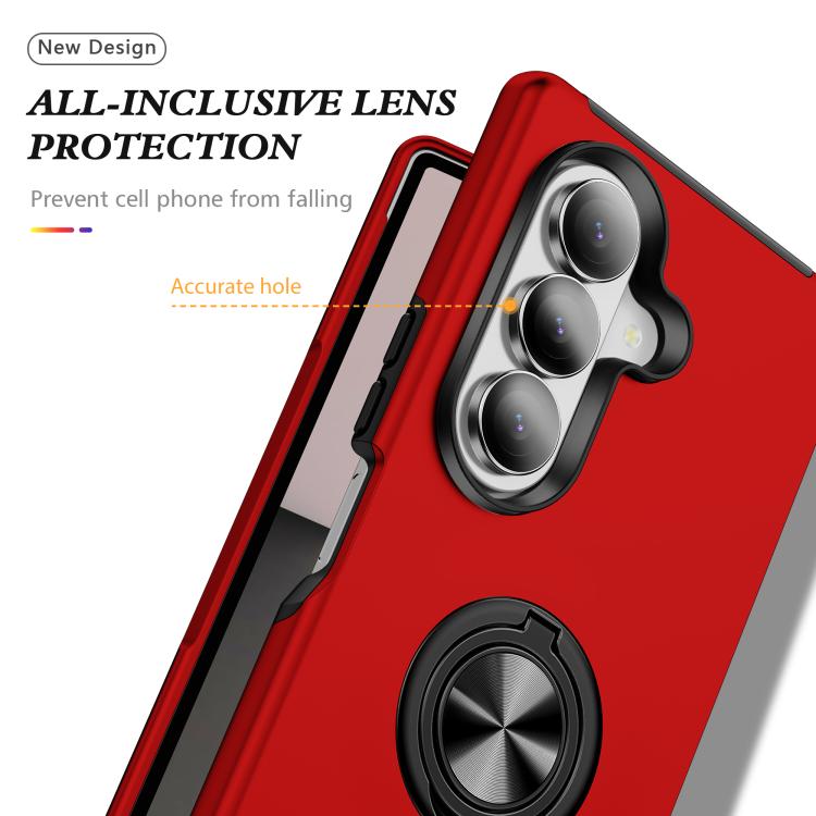 For Samsung Galaxy Z Fold7 5G PC + TPU Magnetic Phone Case with Invisible Ring Holder