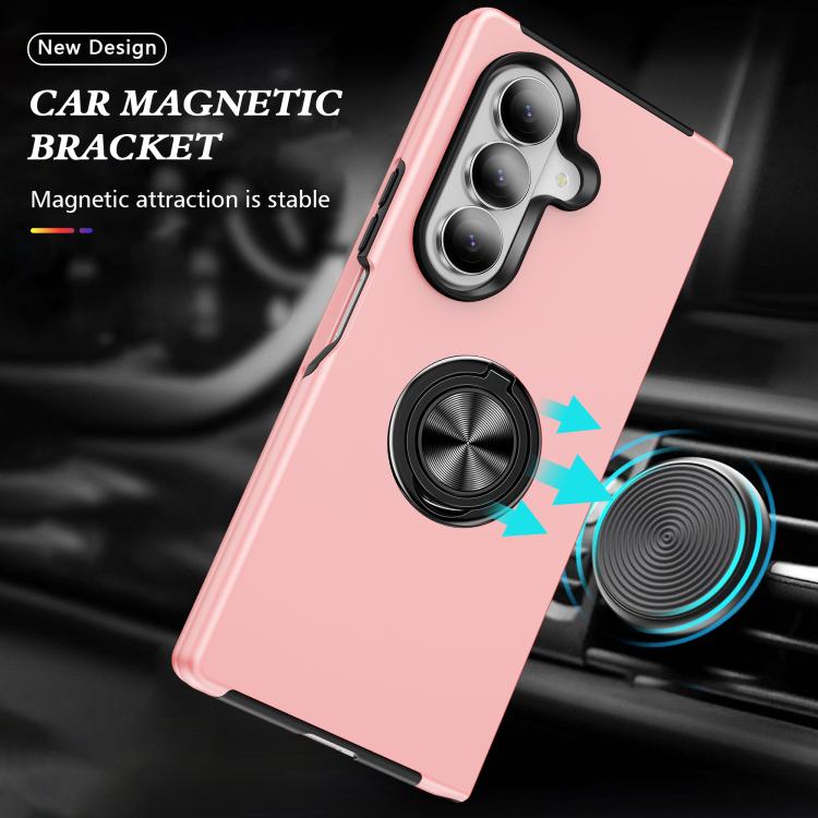 For Samsung Galaxy Z Fold7 5G PC + TPU Magnetic Phone Case with Invisible Ring Holder