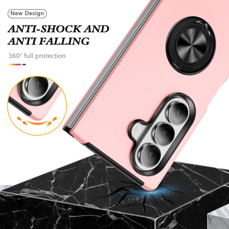 For Samsung Galaxy Z Fold7 5G PC + TPU Magnetic Phone Case with Invisible Ring Holder