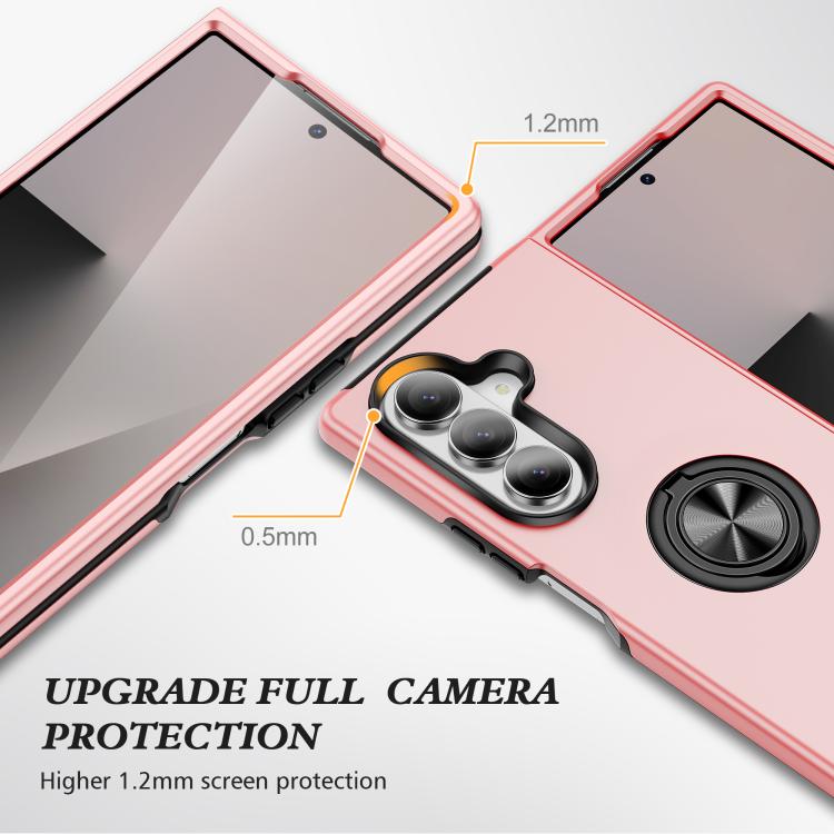 For Samsung Galaxy Z Fold7 5G PC + TPU Magnetic Phone Case with Invisible Ring Holder