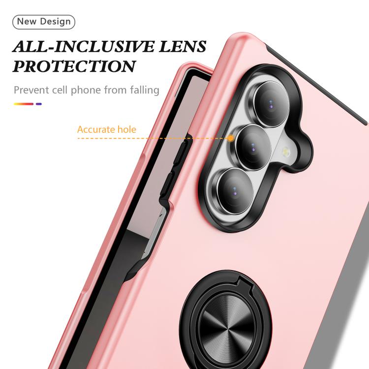 For Samsung Galaxy Z Fold7 5G PC + TPU Magnetic Phone Case with Invisible Ring Holder