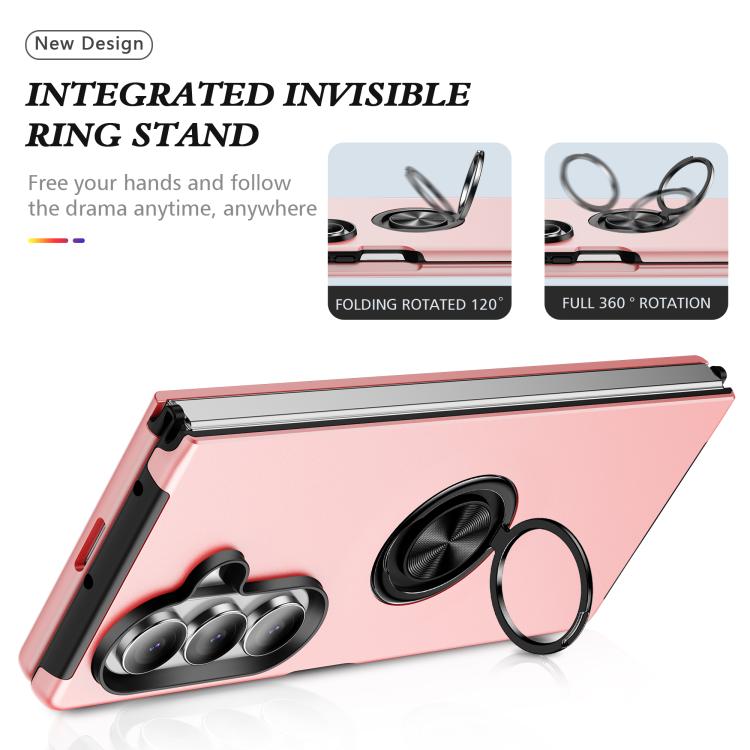 For Samsung Galaxy Z Fold7 5G PC + TPU Magnetic Phone Case with Invisible Ring Holder