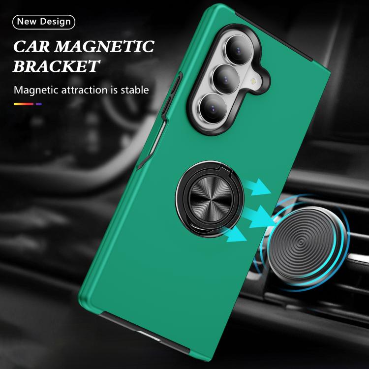 For Samsung Galaxy Z Fold7 5G PC + TPU Magnetic Phone Case with Invisible Ring Holder