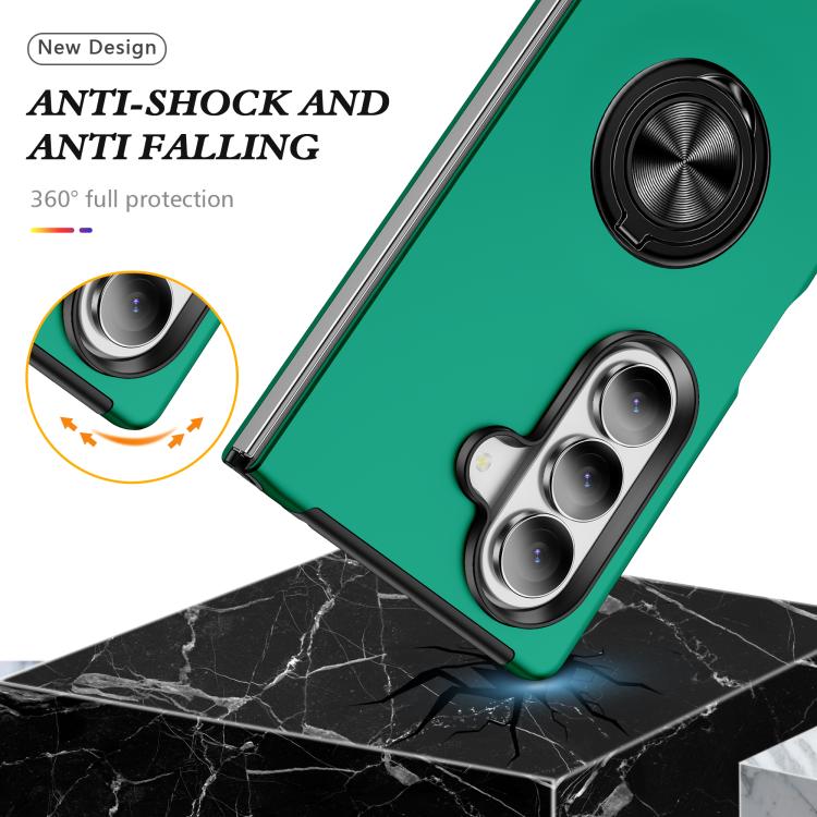 For Samsung Galaxy Z Fold7 5G PC + TPU Magnetic Phone Case with Invisible Ring Holder