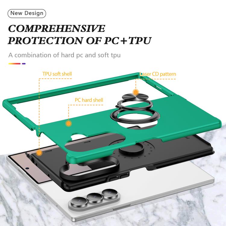 For Samsung Galaxy Z Fold7 5G PC + TPU Magnetic Phone Case with Invisible Ring Holder