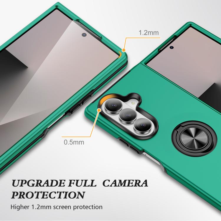 For Samsung Galaxy Z Fold7 5G PC + TPU Magnetic Phone Case with Invisible Ring Holder