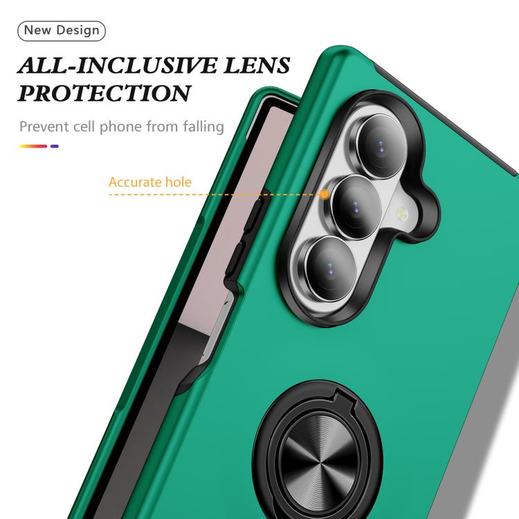 For Samsung Galaxy Z Fold7 5G PC + TPU Magnetic Phone Case with Invisible Ring Holder
