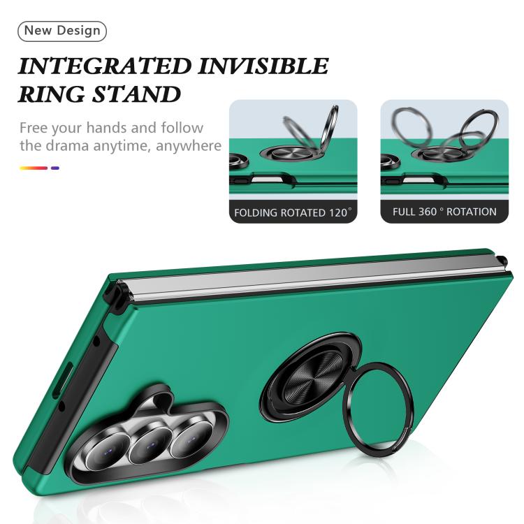 For Samsung Galaxy Z Fold7 5G PC + TPU Magnetic Phone Case with Invisible Ring Holder
