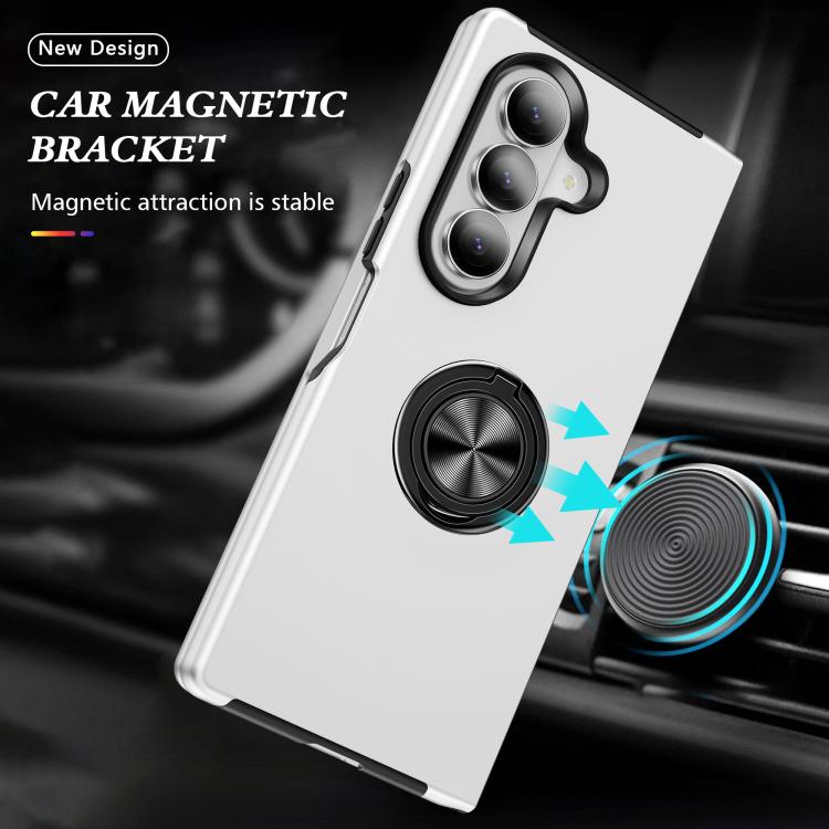 For Samsung Galaxy Z Fold7 5G PC + TPU Magnetic Phone Case with Invisible Ring Holder