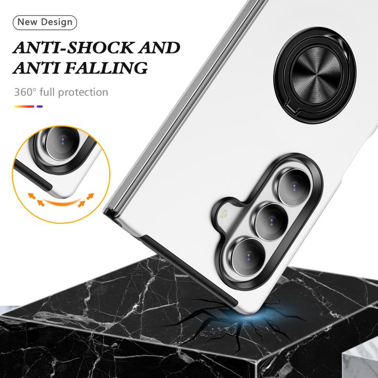 For Samsung Galaxy Z Fold7 5G PC + TPU Magnetic Phone Case with Invisible Ring Holder