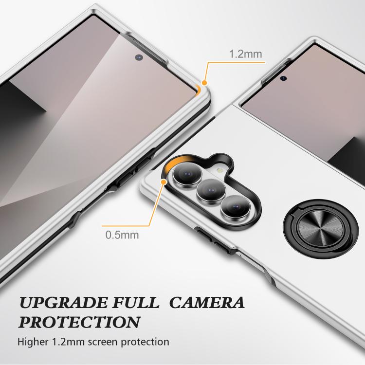 For Samsung Galaxy Z Fold7 5G PC + TPU Magnetic Phone Case with Invisible Ring Holder