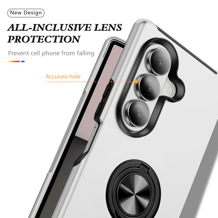 For Samsung Galaxy Z Fold7 5G PC + TPU Magnetic Phone Case with Invisible Ring Holder