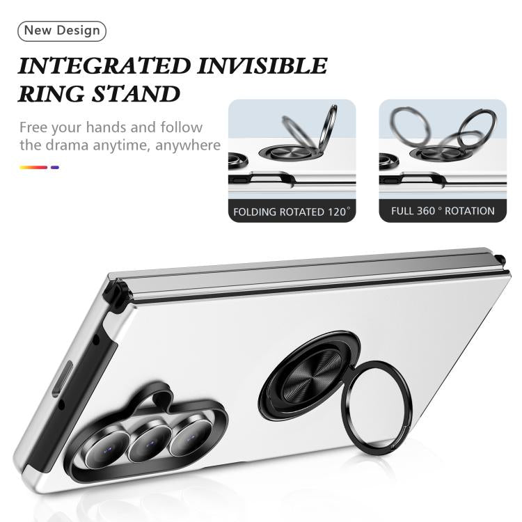 For Samsung Galaxy Z Fold7 5G PC + TPU Magnetic Phone Case with Invisible Ring Holder