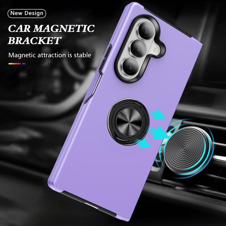 For Samsung Galaxy Z Fold7 5G PC + TPU Magnetic Phone Case with Invisible Ring Holder