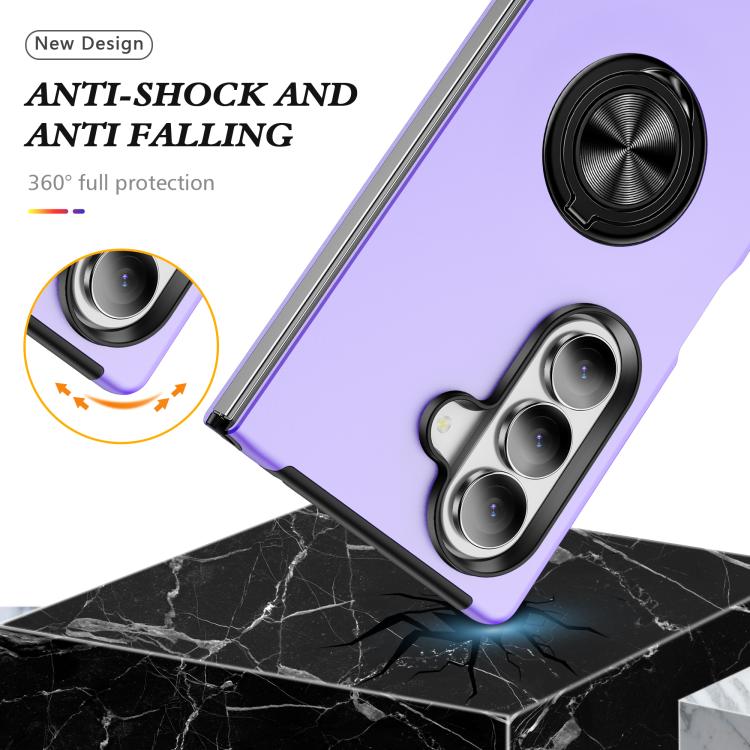 For Samsung Galaxy Z Fold7 5G PC + TPU Magnetic Phone Case with Invisible Ring Holder